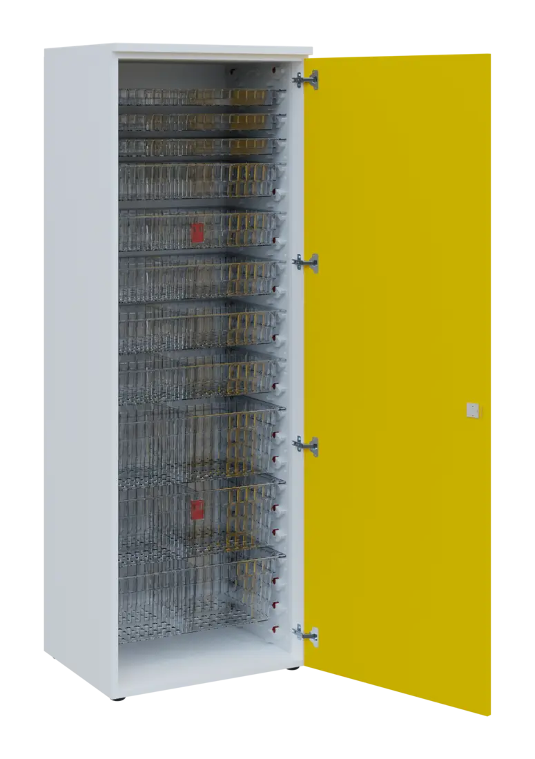 EUROMEDICA D - 66 TRANSPARENT skříň léková boxová, 1-dveřová, pravá, 1950x660x535, korpus bílý, dvíř